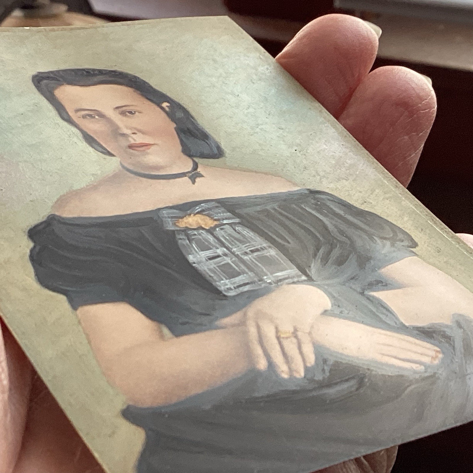 Pair Hand Painted Victorian Portrait Photos Detailed 1890’s Mother Daughter?