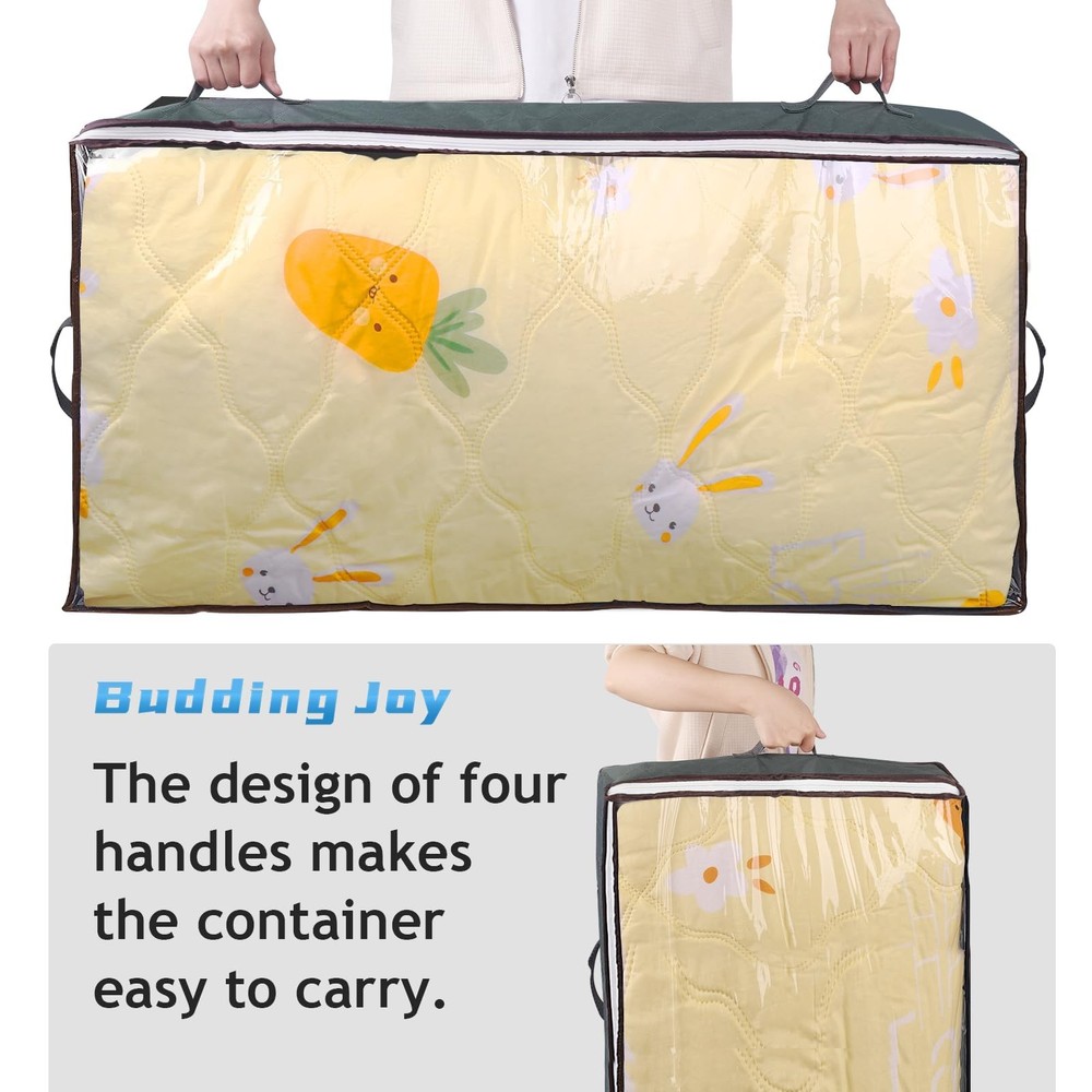 60L Under Bed Storage Containers, Storage Bins with Clear Lids, Foldable Clos...