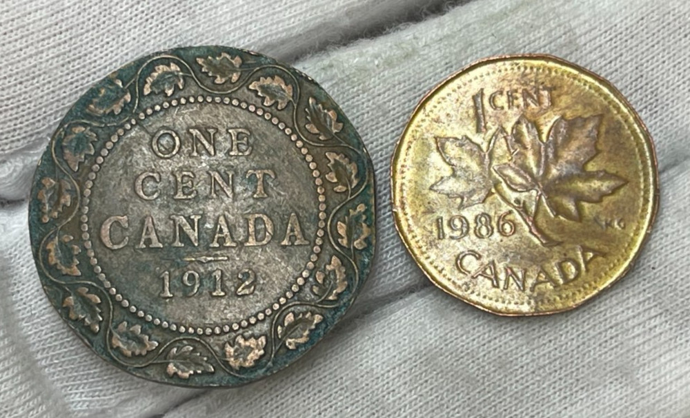 Early Canada 2 Coins lot Mint Error? Damaged? Unknown
