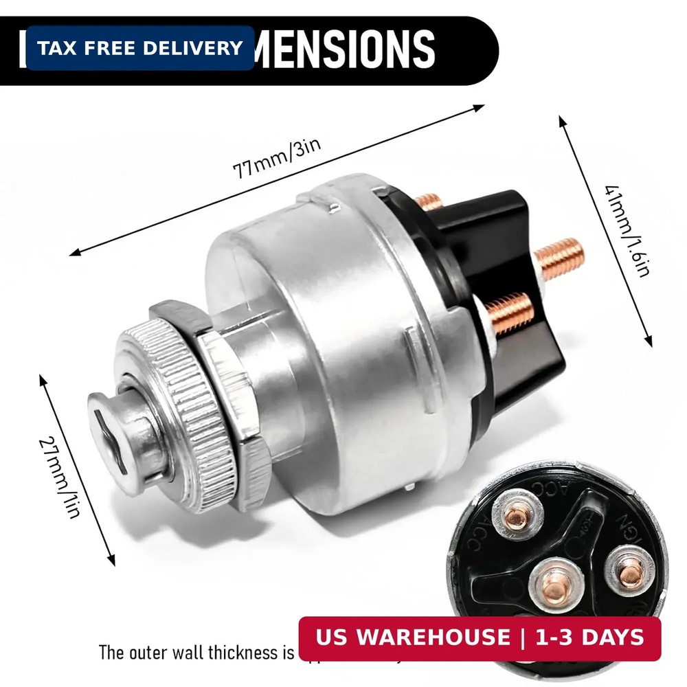 1 Set Wires Ignition Switch， with Key 4 Position Universal Ignition Key Switch,