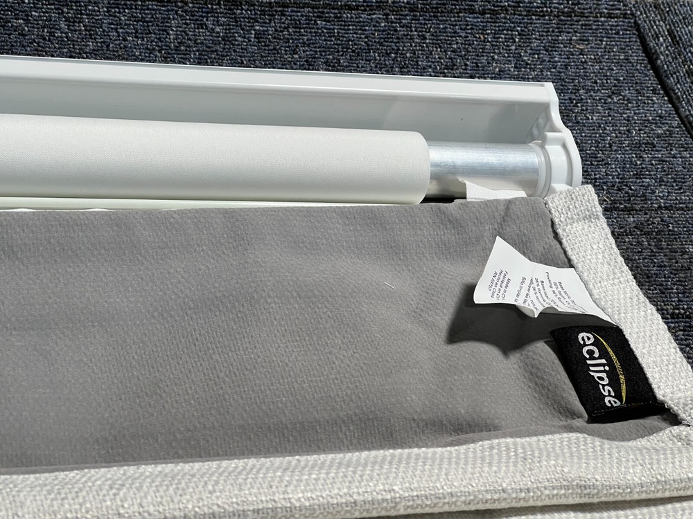 Eclipse Drew Linen Cordless Total Blackout Polyester 27” x 64” White For Window
