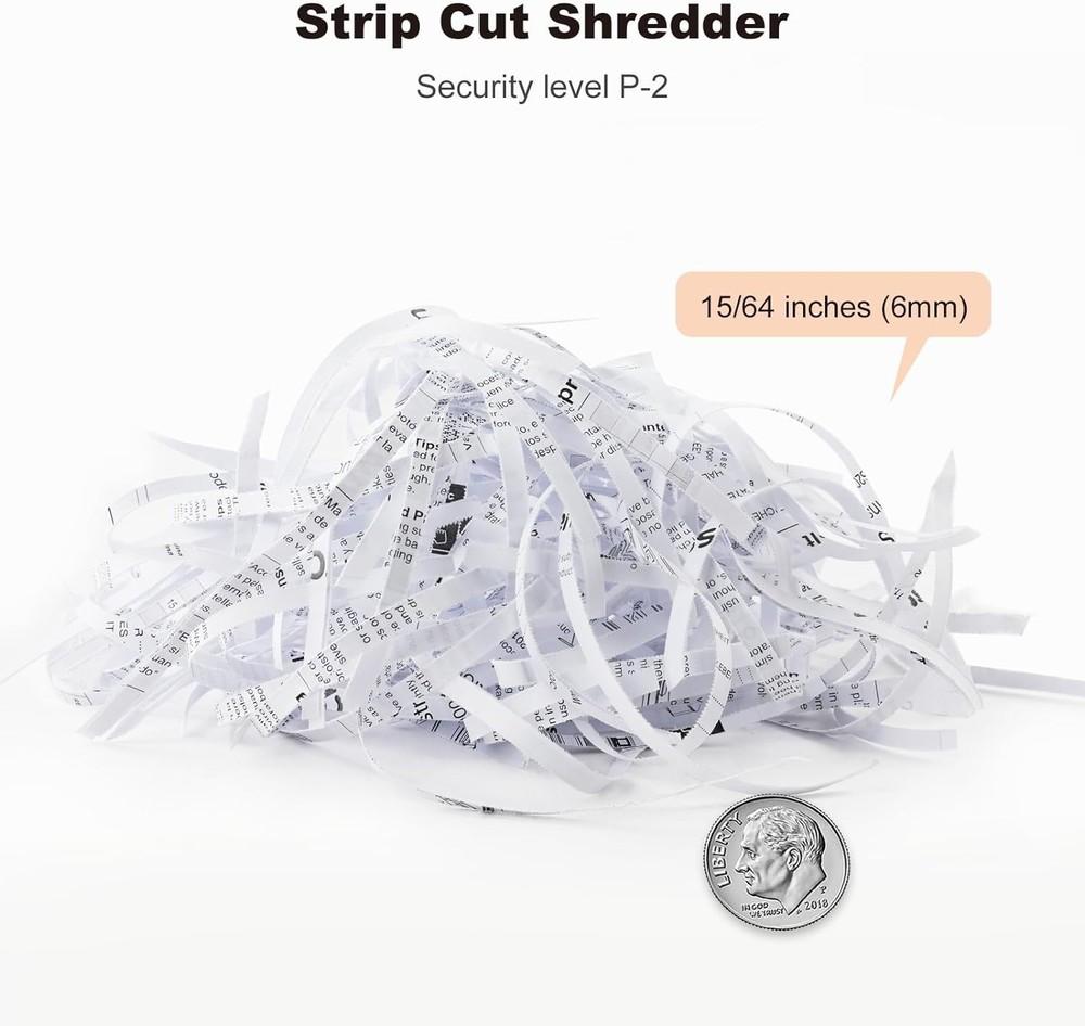 Efficient Home Office 6-Sheet Strip Cut Shredder - Automatic Start, No Basket