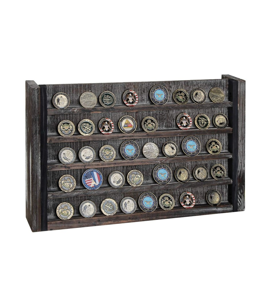 J JACKCUBE DESIGN Rustic Wood Wall Mount Coins Display Rack - 5