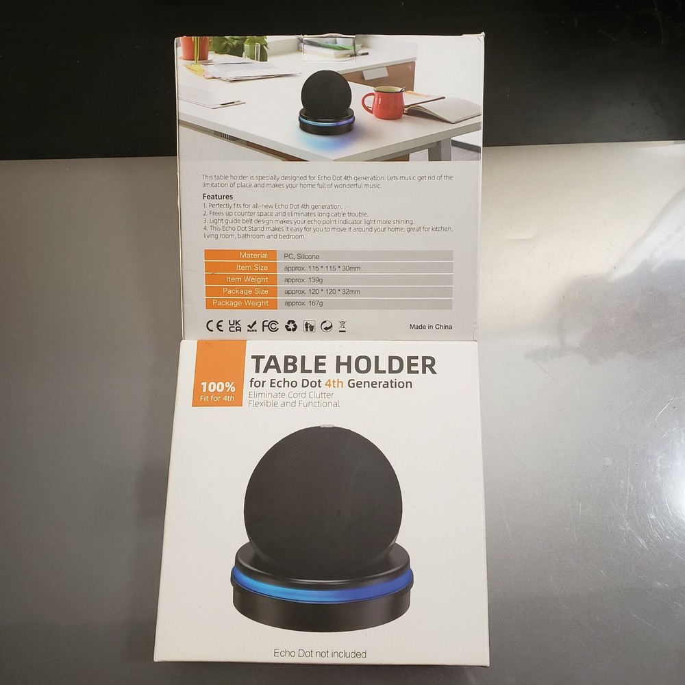 Echo Dot 4th Generation Black Table Holder, Clever Desktop Stand Mount New
