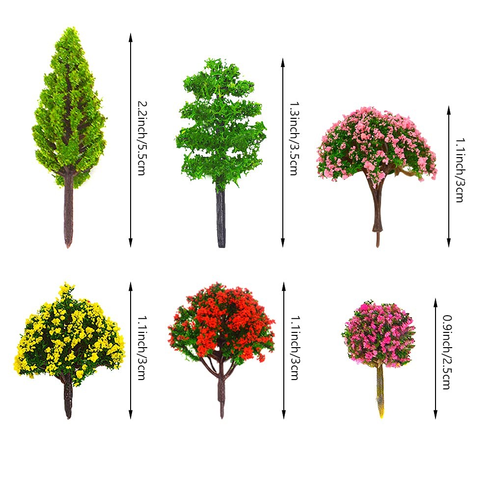 70pcs Mini Model Trees Mixed Miniature Trees Model Train Scenery Artificial Warg