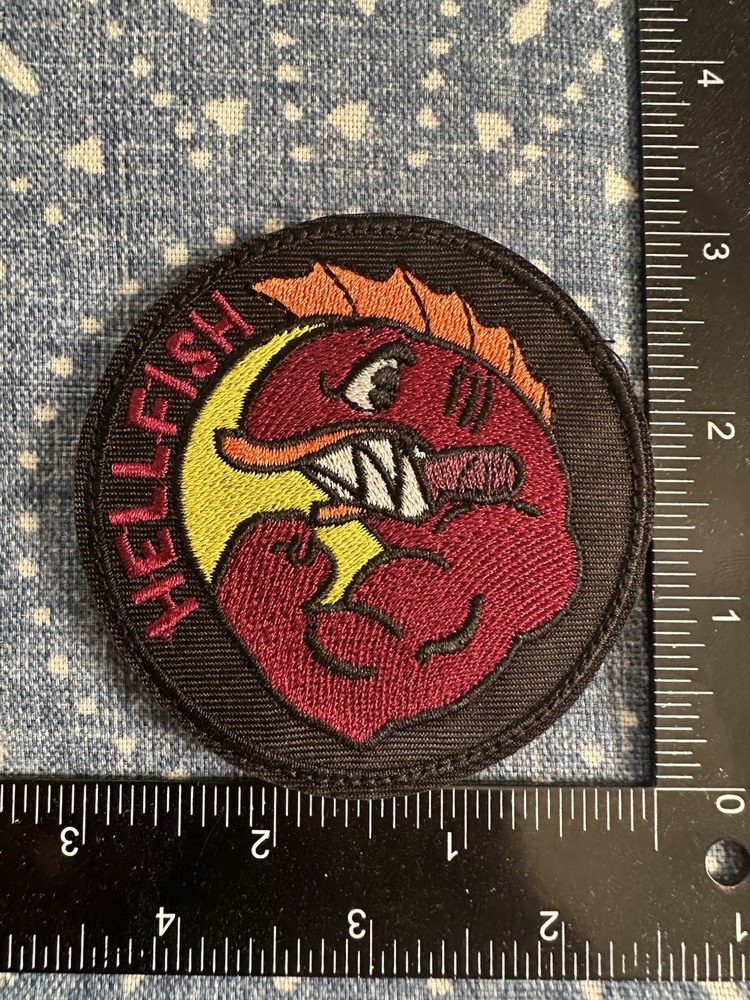 FIGHTING HELLFISH THE SIMPSONS 3x3 Embroidered Morale Patch Hook Backing New