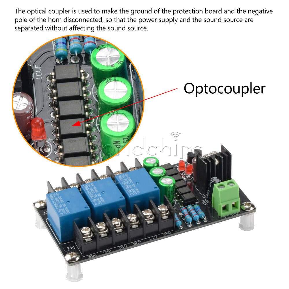 Stereo 2.1 3-channels Speaker Protection Board Delay Module for Audio Amplifier