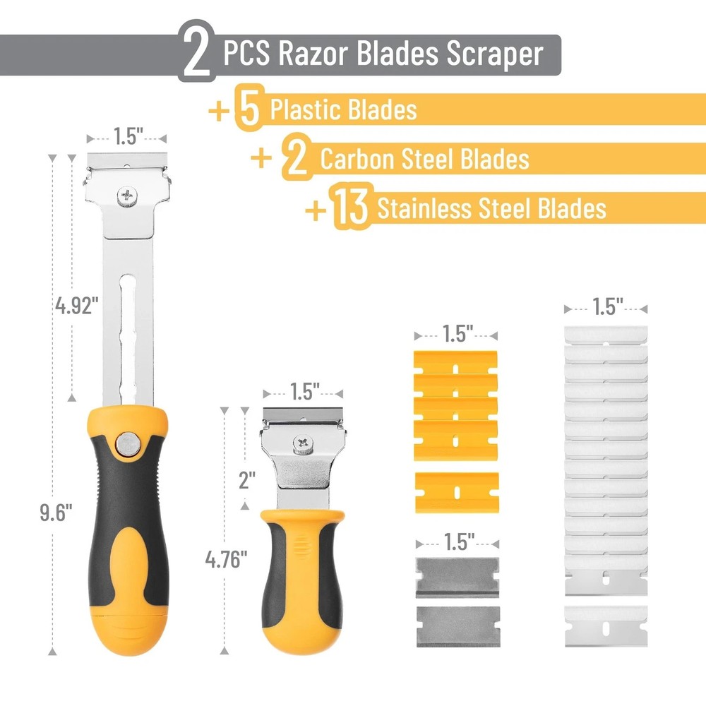 Razor Blade Scraper Set Decal Removal Tool 20 Blades Storage Handle Durable Kit
