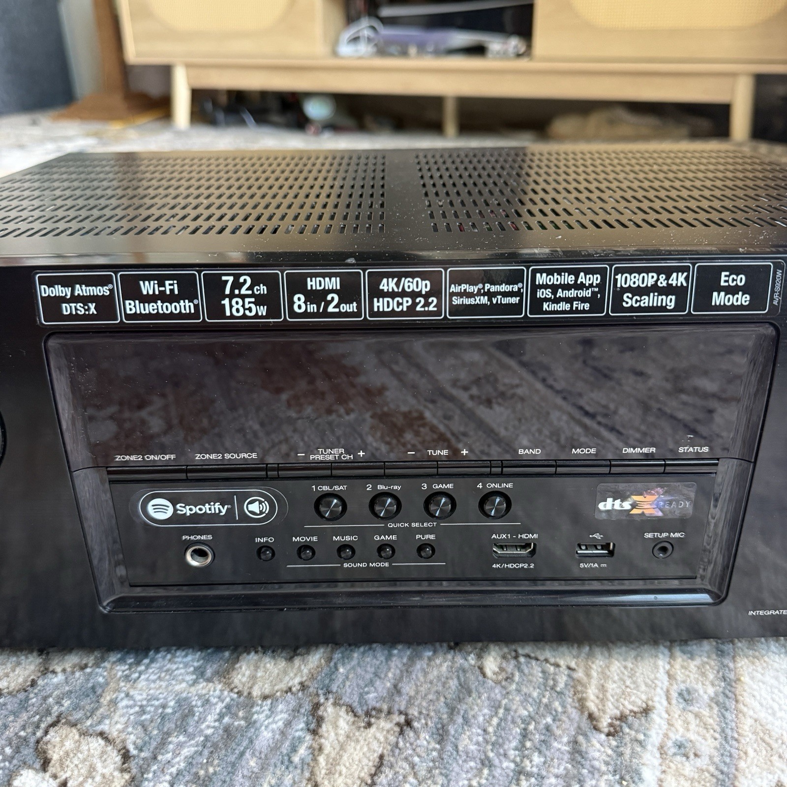 Denon AVR-S920W 7.2 Channel Network A/V Receiver NO REMOTE, Works! Spotify HDMI