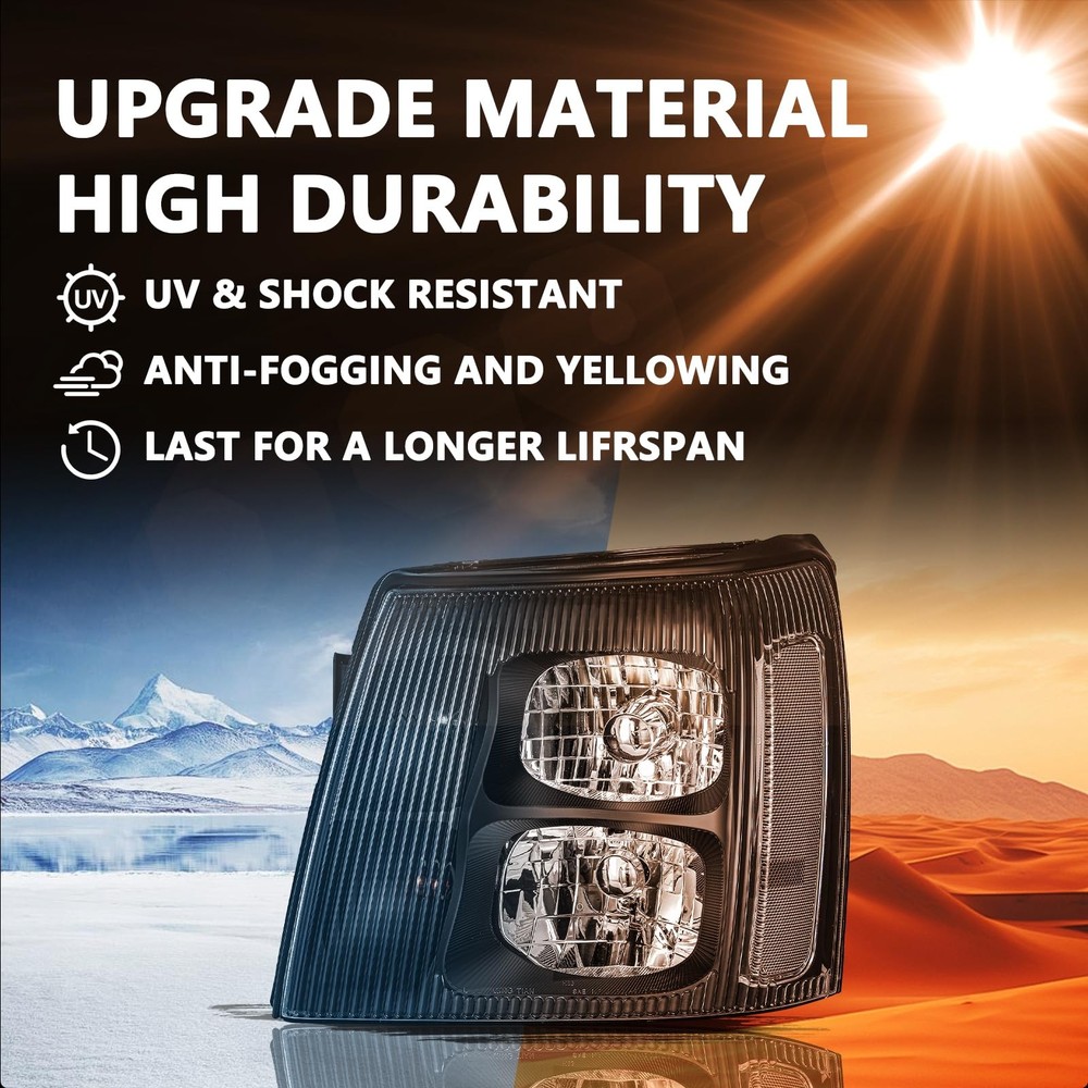 HID Headlights for 2003-2006 Escalade Replacement Black