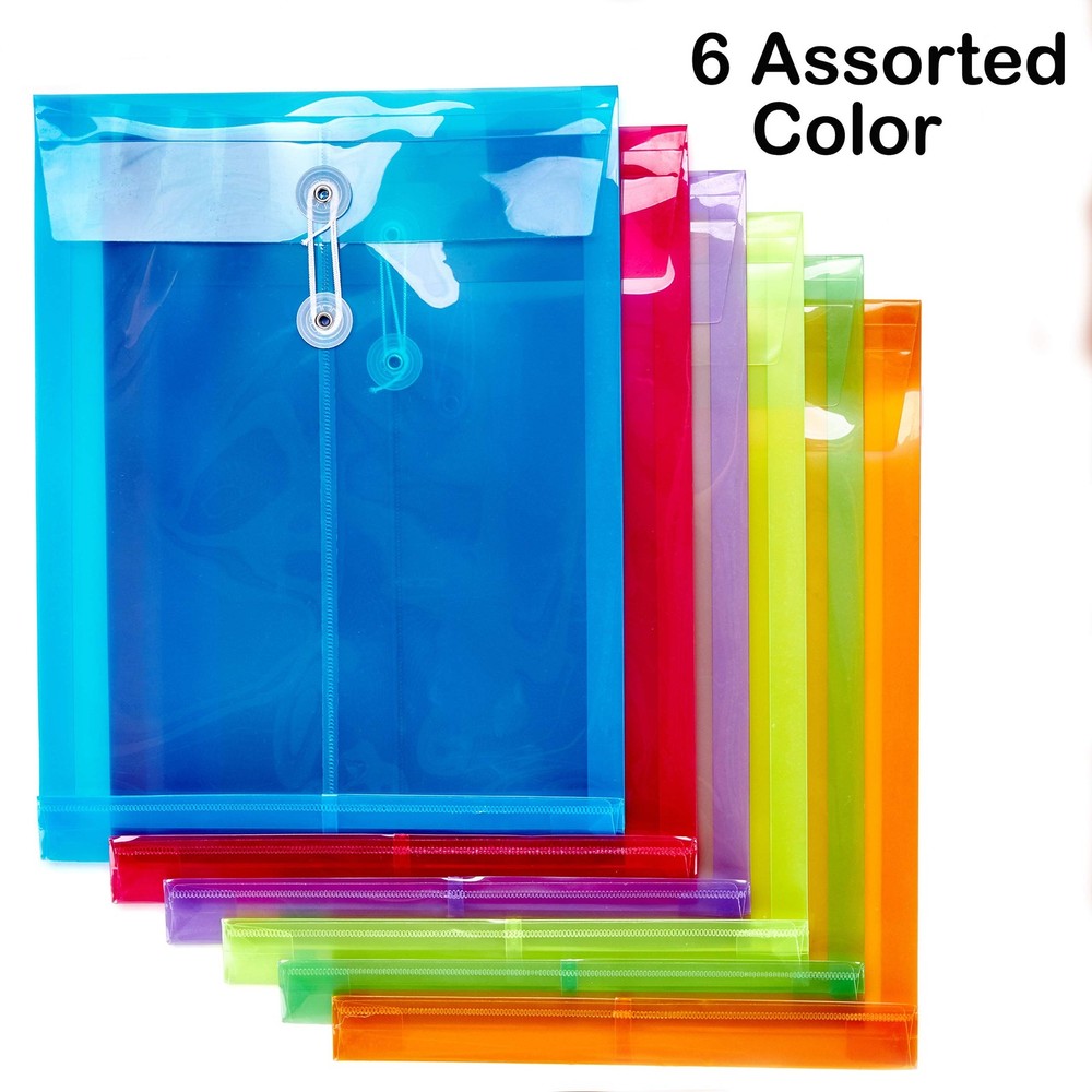 FANWU 12 Pack Assorted Colors Plastic Envelopes Poly Envelope Expandable File Do