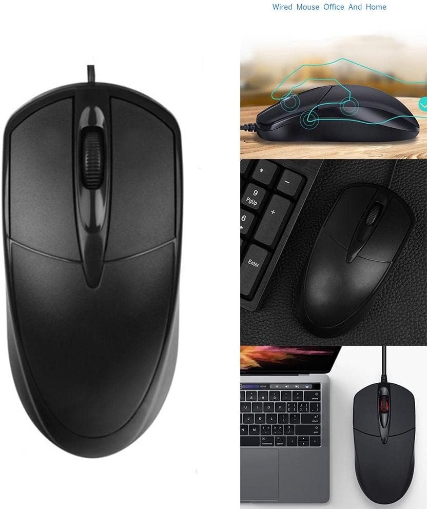 USB 2.0 Optical Wired Scroll Wheel Mouse PC Laptop Notebook Desktop Black Mice