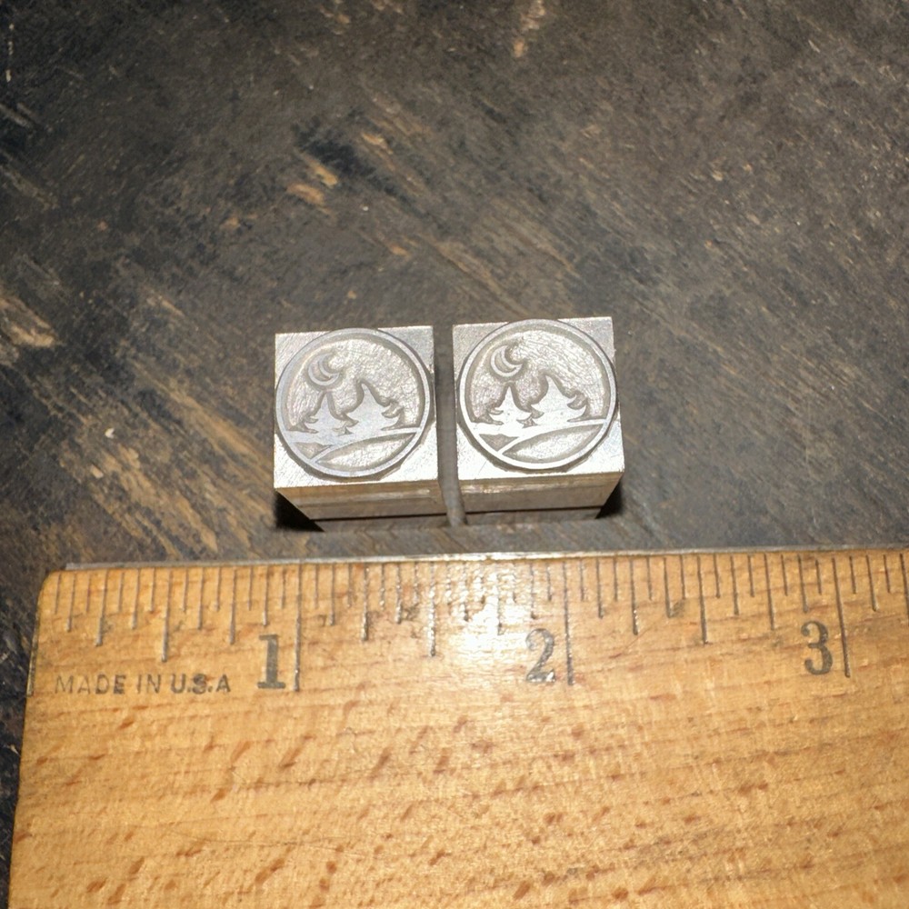 Printing Blocks “ night Time Scene “ Moon & Trees, Lead Blocks.