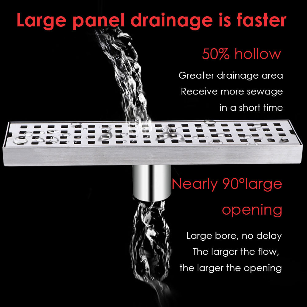 Invisible Linear Shower Floor Drain Square Rectangular Bathroom Stainless Steel