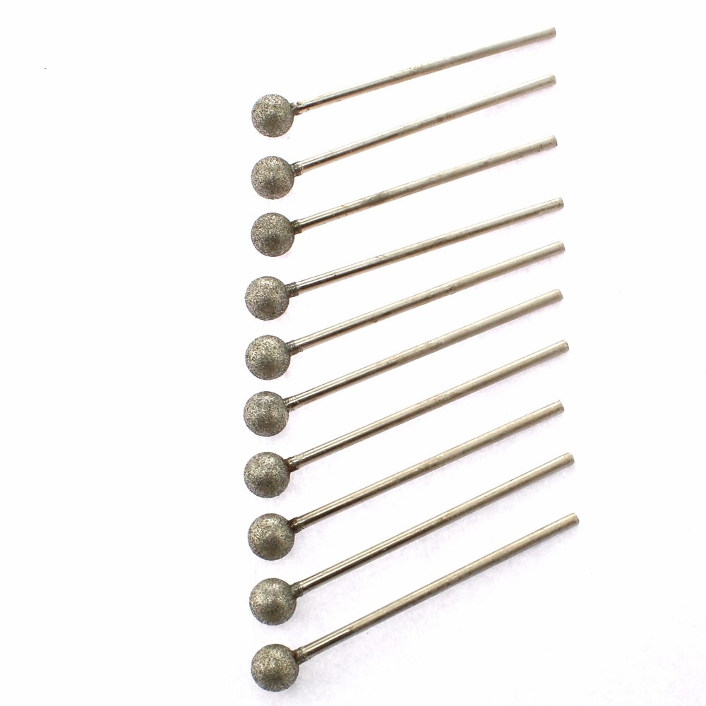 10Pcs Diamond Grinding Bits 10 mm 3/8" Spherical Carving Burrs Tools for Stone