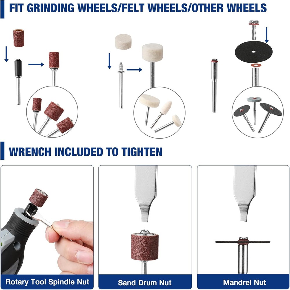 476PCS Rotary Tool Accessories Kit Bits Cutting Sanding Grinding