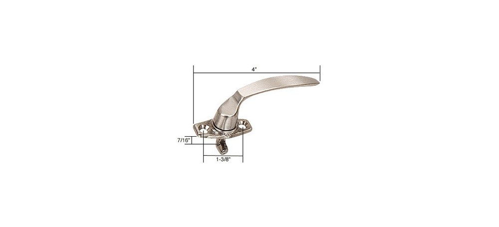 Right Hand Casement Project-In Locking Handle 7/16" Hook Projection Brushed Bro
