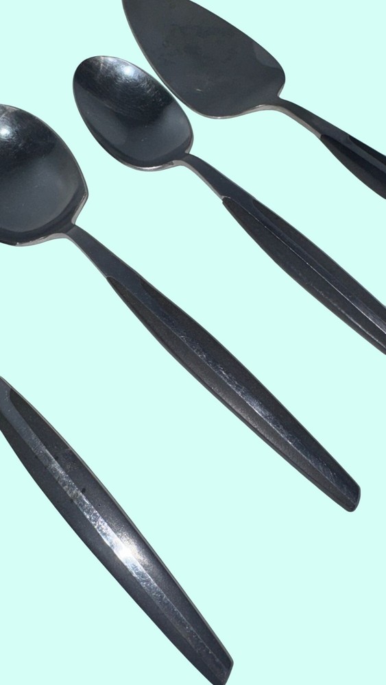 Vintage Eldan ELD2 Stainless Serving utensil Black Handle Flatware Japan
