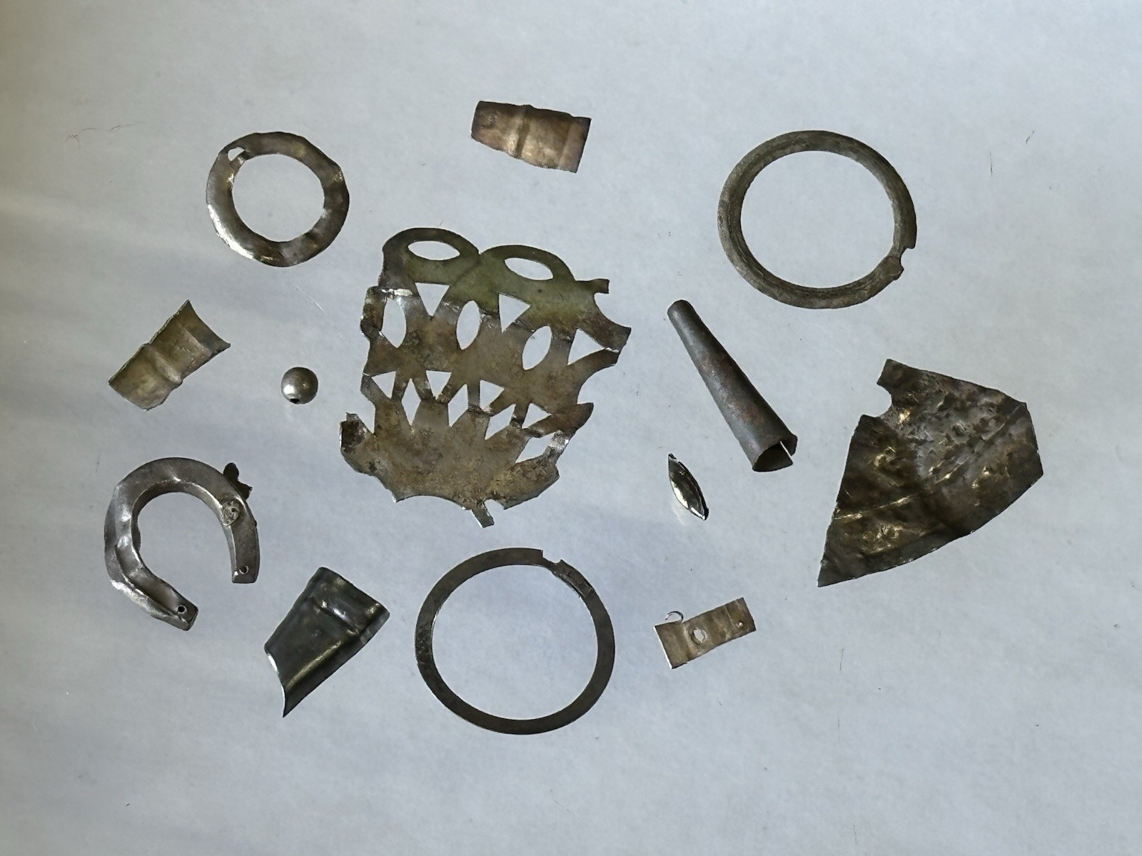 1700's SILVER FUR TRADE ERA LOT - BROOCH GORGET PIN RING BEAD ~ NICE COLLECTION