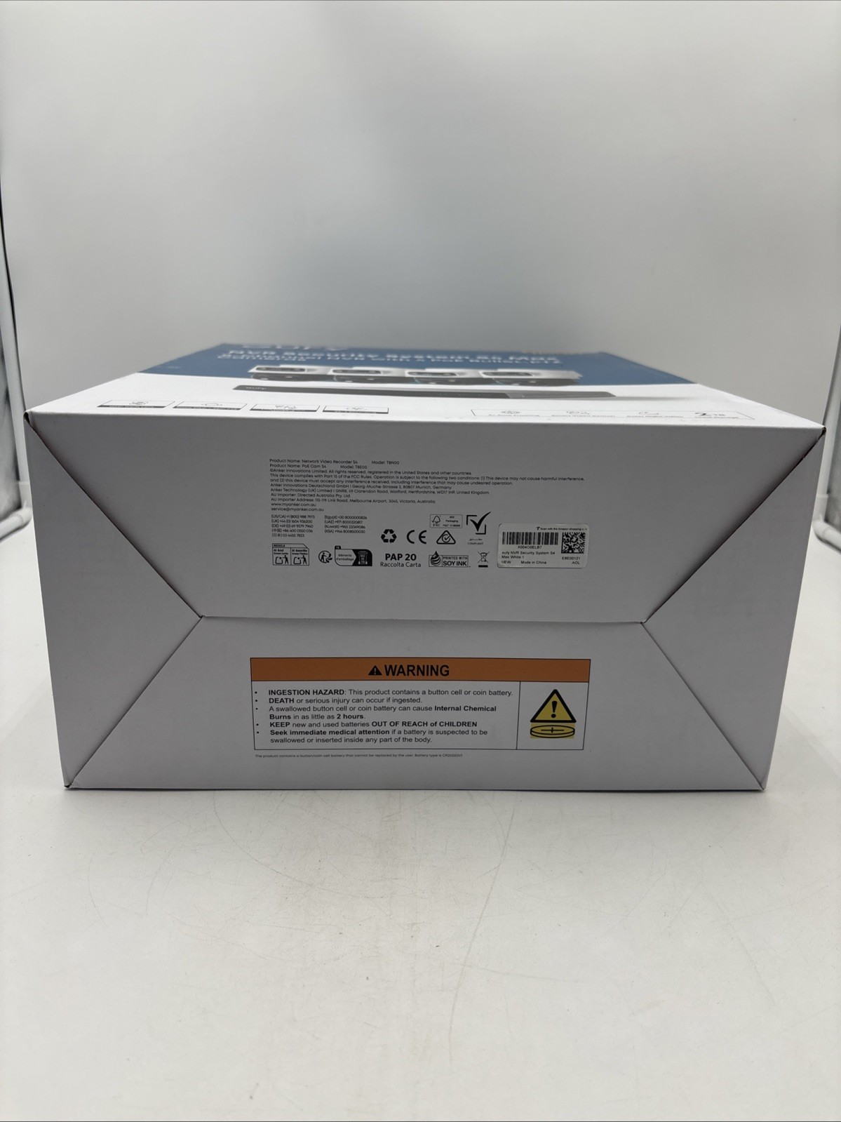 eufy PoE NVR Security System S4 Max 8CH NVR w/4 PoE Bullet 2TB - White - NEW