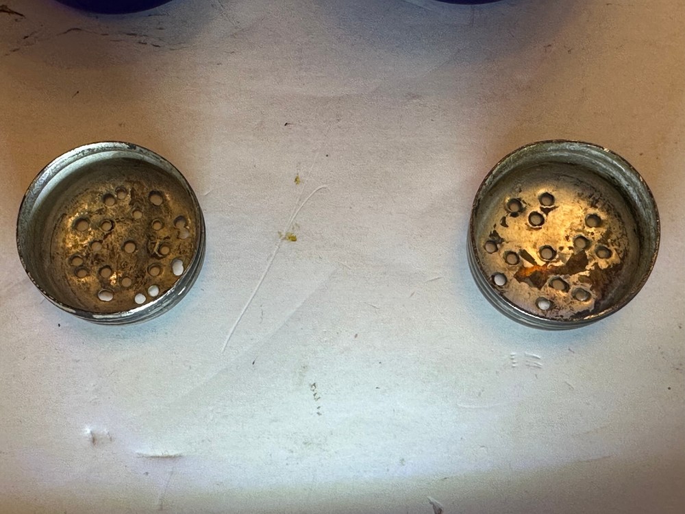 COBALT CUT TO CLEAR CONDIMENT, CASTER SET