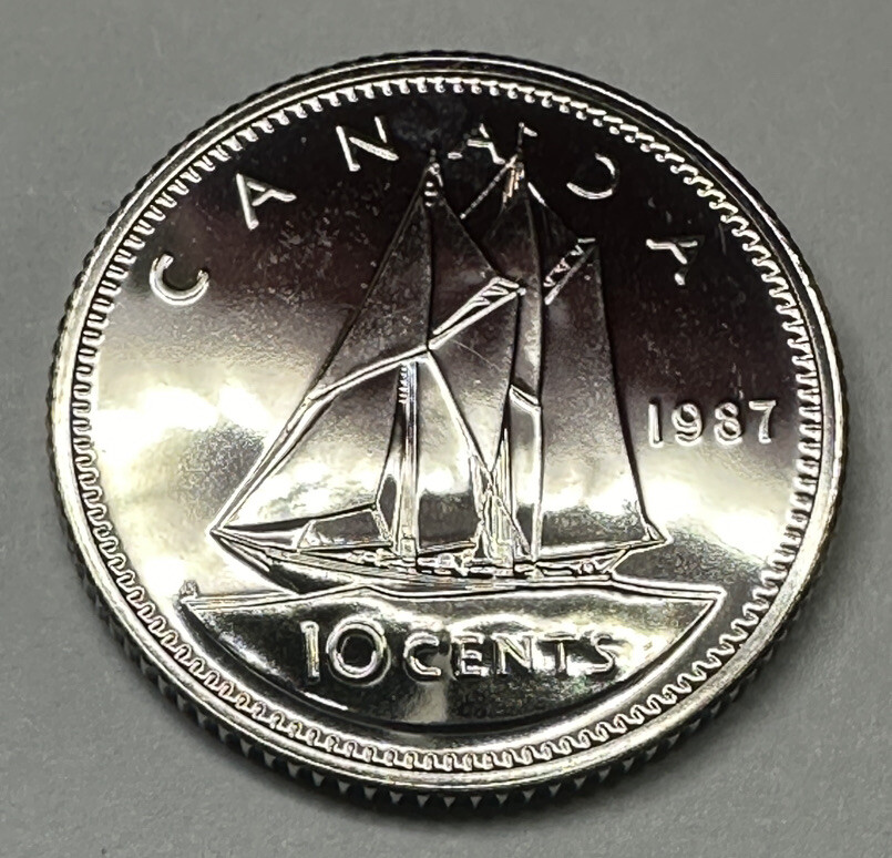 1987 Canadian 10Cent Dime Proof-Like Coin Uncirculated Directly from Set