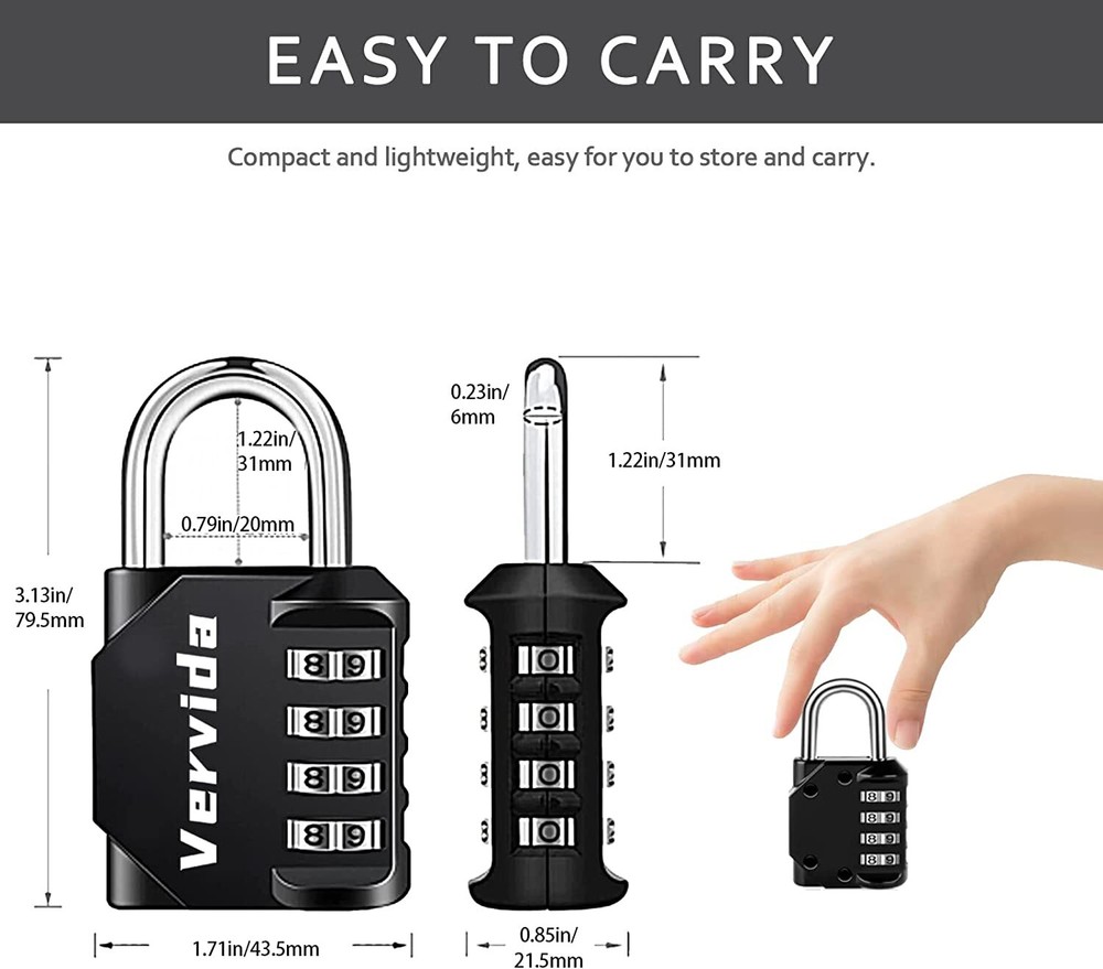 2 Pack Combination Lock Resettable 4-Digit Padlock Outdoor Waterproof