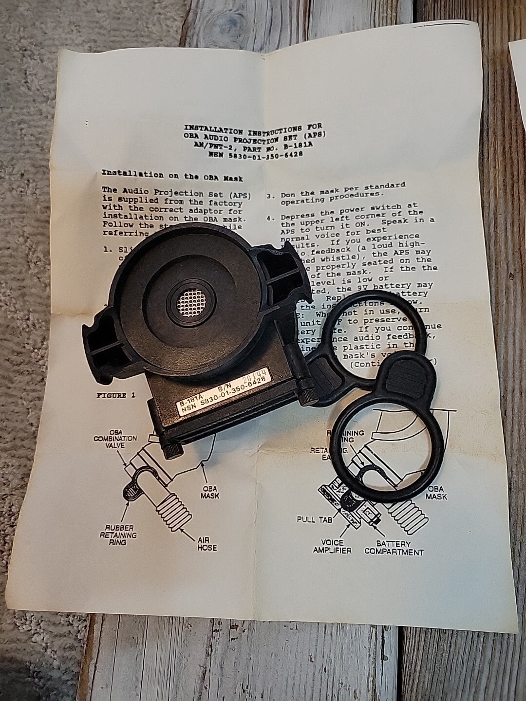 Audiopack Sound Systems Gas Mask Speaker B-181A New Old Stock