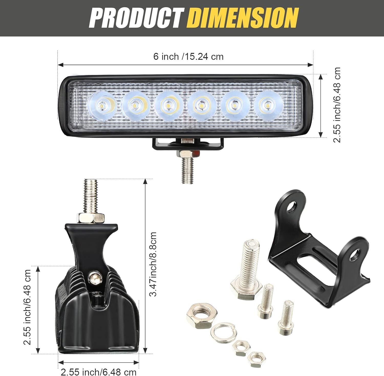 2X 6inch LED Work Light Bar Spot Pods Fog Lamp Offroad Driving Truck 4WD SUV ATV