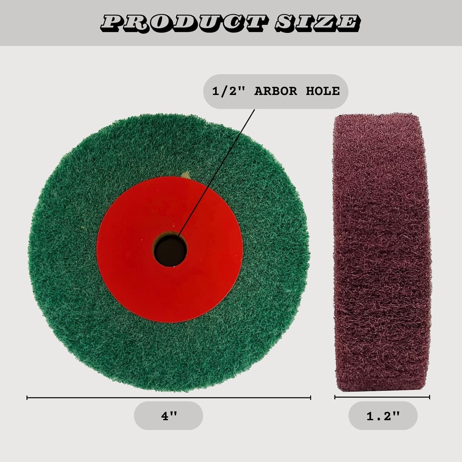 3Pcs 4" Nylon Polishing Wheels, 320/600/800 Grit, 1.2" Thickness, 1/2" Arbor