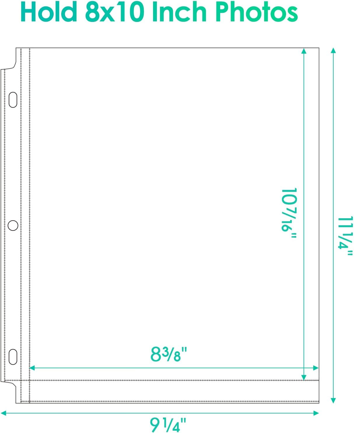30 Pack 8x10 Photo Sleeves for 3 Ring Binder (60 Pictures), Heavy-Duty Archival