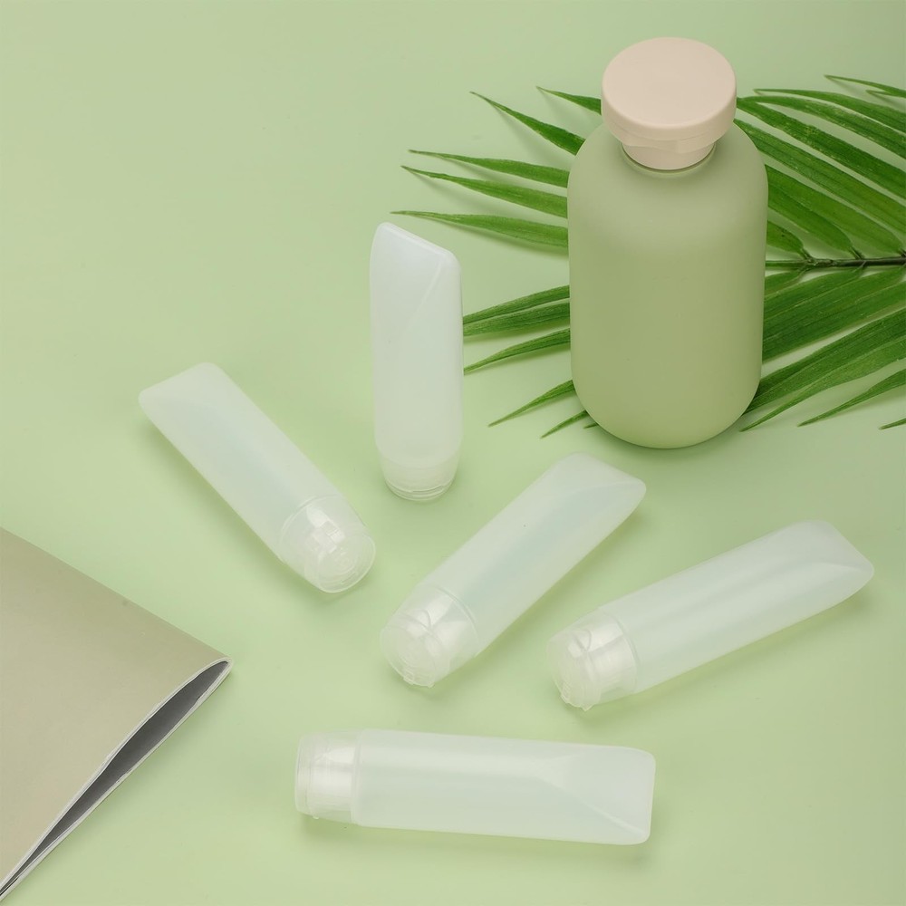 PEUTIER 5pcs Travel Bottles Leak-Proof Refillable Squeeze Tubes Translucent