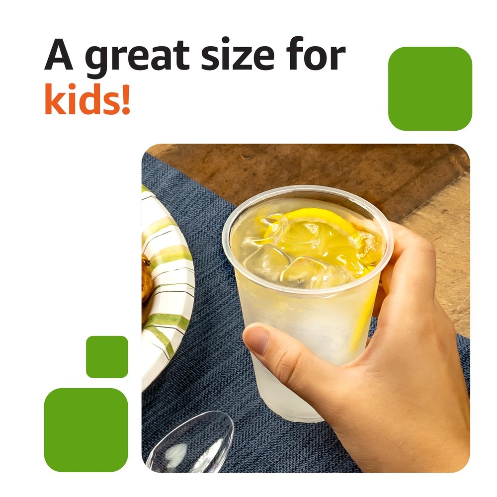 Amazon Basics Small Disposable Clear Plastic Cups, 9oz, 100 9 Ounces,