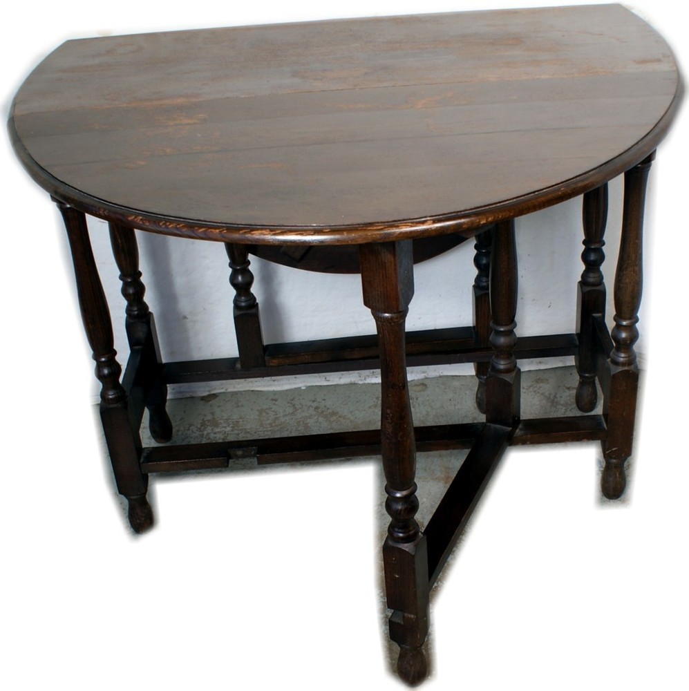 Solid British Tiger Oak Shabby Antique Drop Leaf Gate Leg Table England