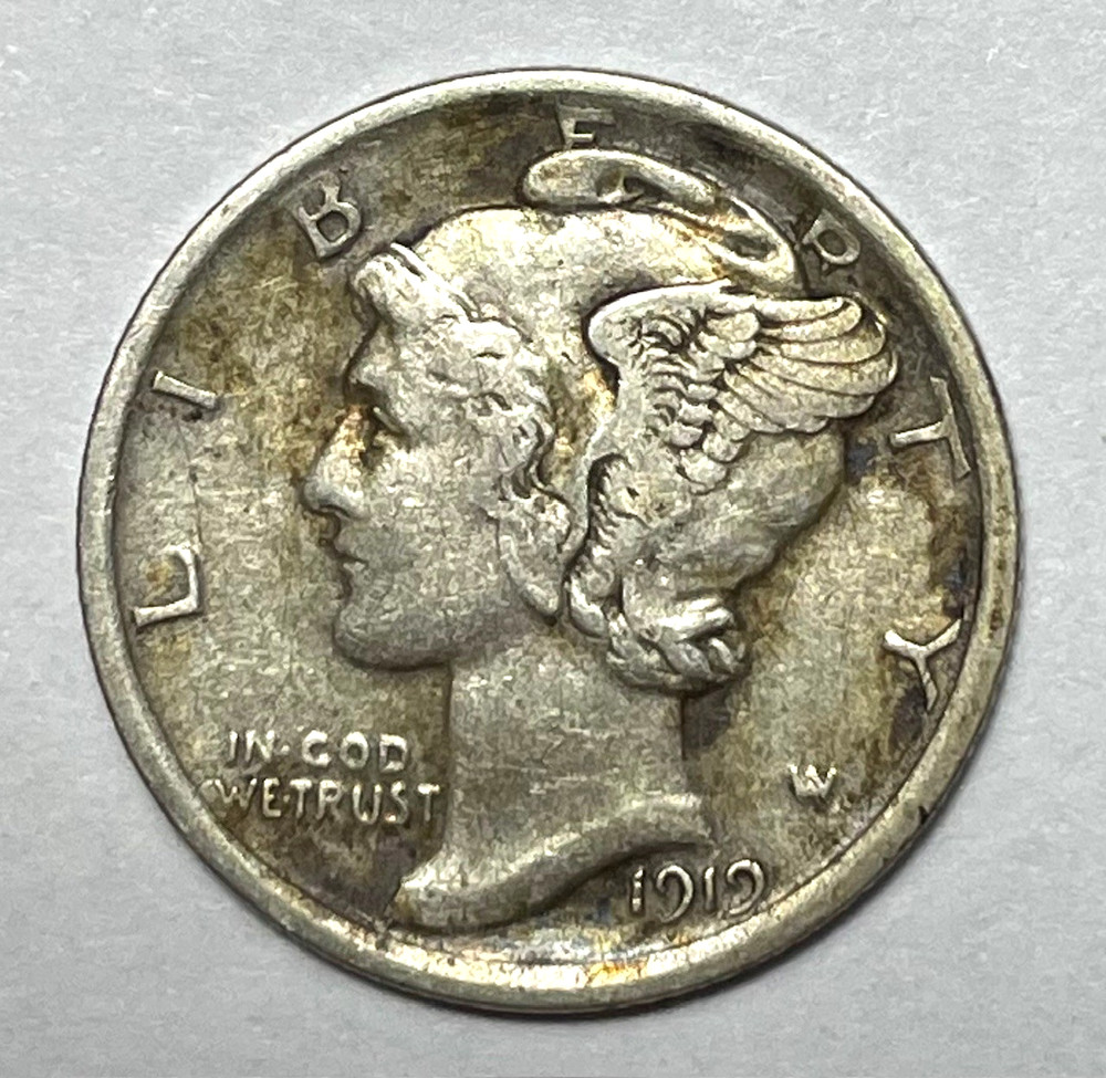 1919 10C Mercury Dime 90% Silver