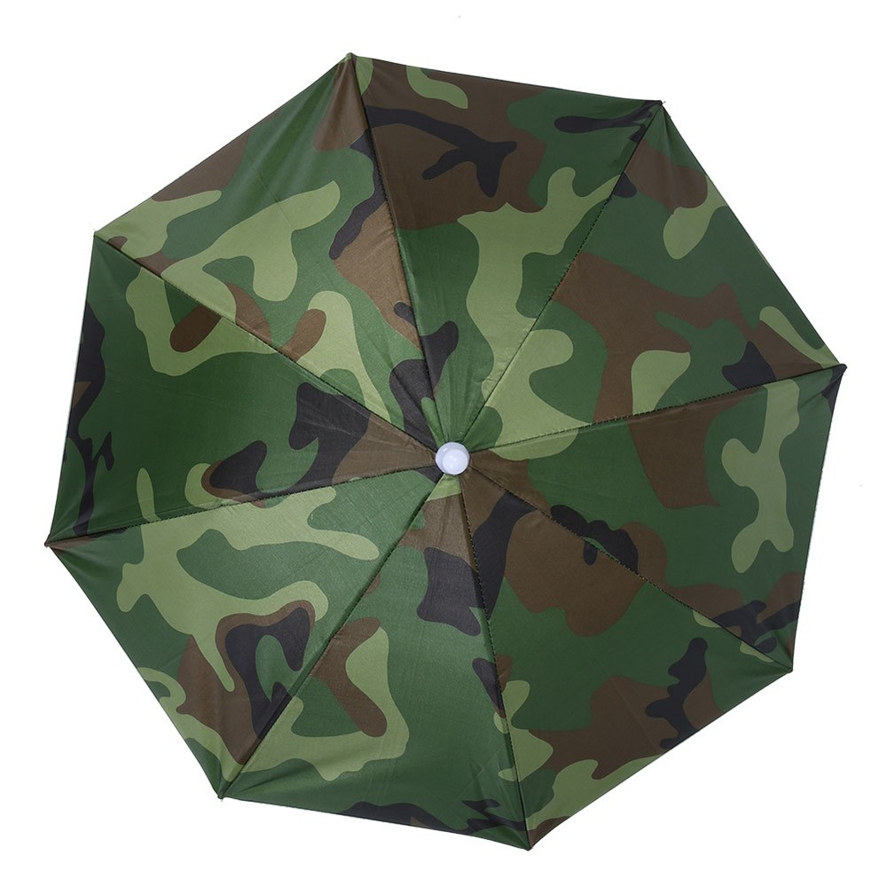 (Camouflage)65cm Sunscreen Windproof Head Mounted Umbrella Top Folding Hat