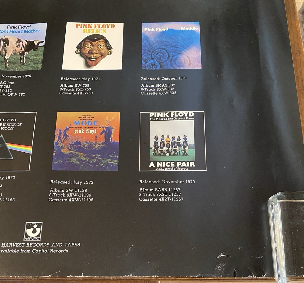 PINK FLOYD Dark Side Of The Moon 1973 US Harvest Catalog PROMO Only POSTER VG