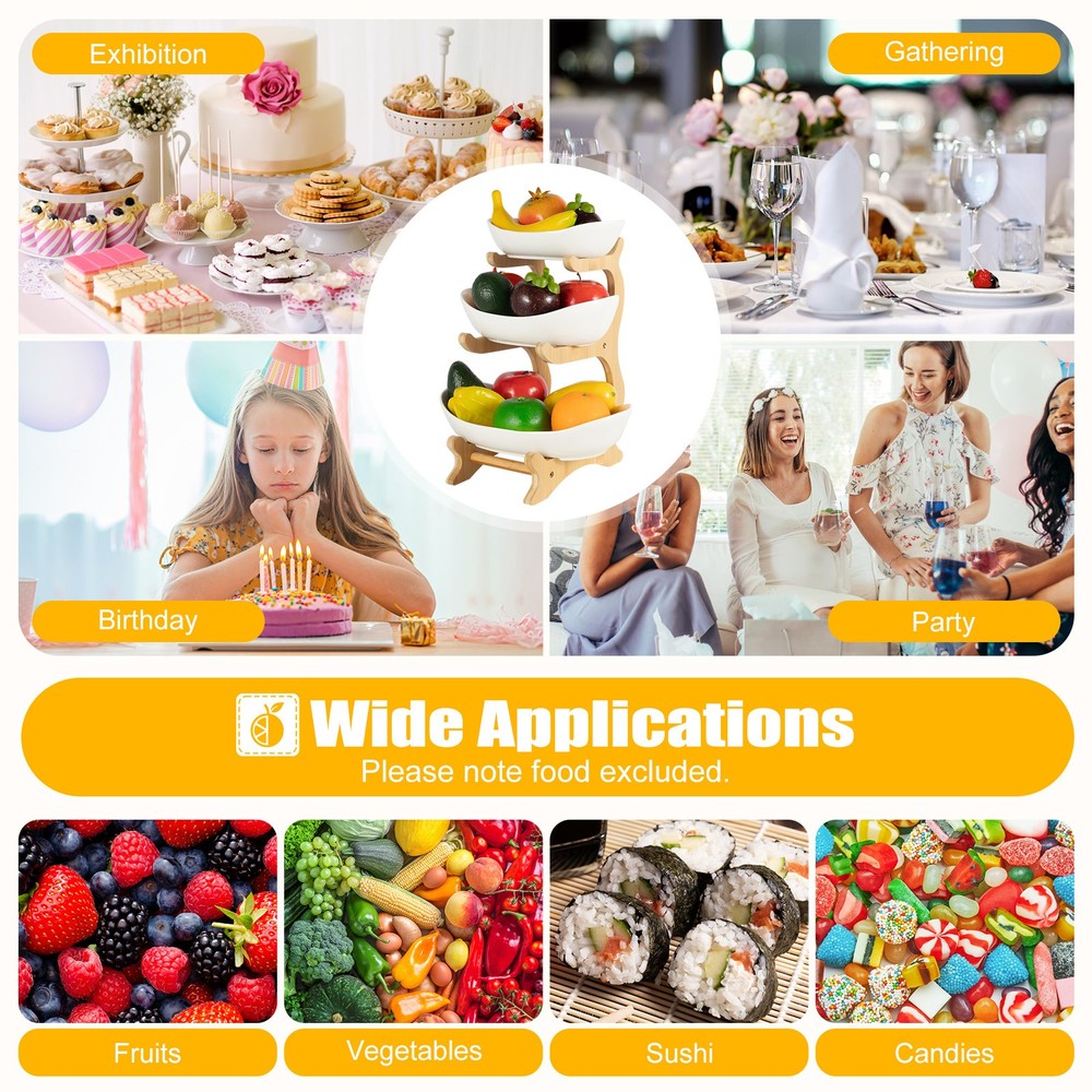 3 Layers Kitchen Fruit Tray White Storage Rack Vegetable Snack Candy Rack Holder