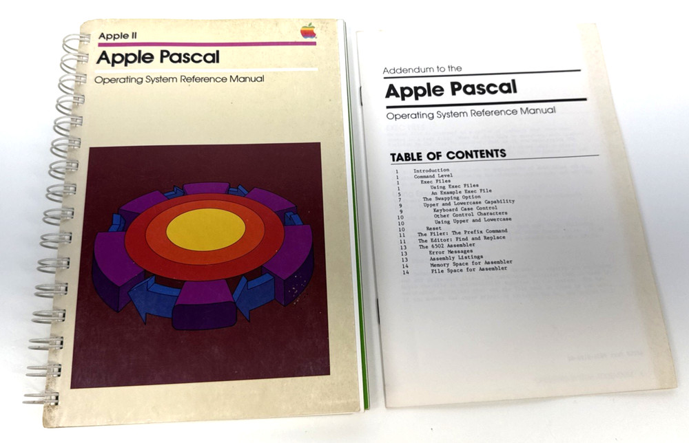 Apple II Pascal Operating System Reference Manual - 1980 With Addendum Booklet