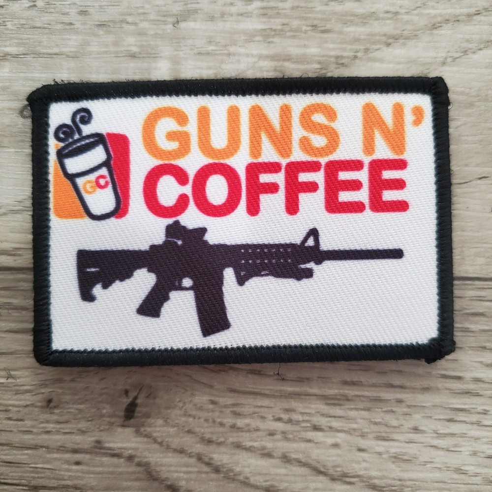 GUNS N COFFEE Tactical Morale Patch with Hook and Loop Fastener
