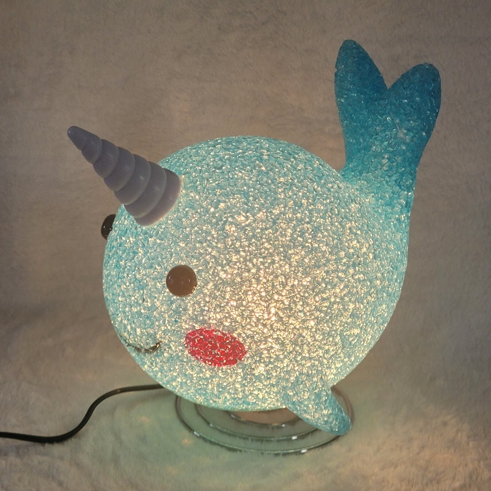 Sparkle Narwhal Whale Shaped Lamp Metal Bouncing Base