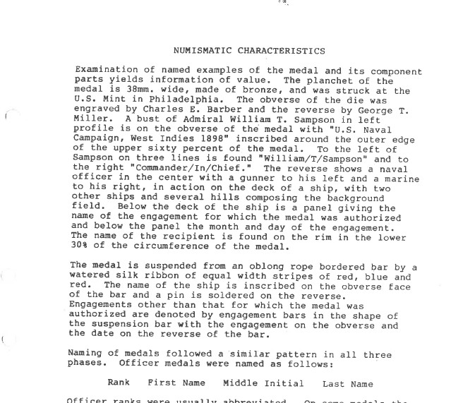 Spanish American War 1898 Sampson Medal Ship History Issue Phase Rolls Book