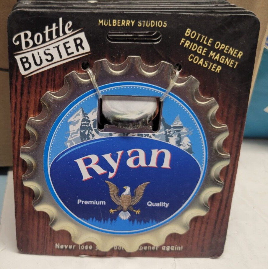RYAN PERSONALIZED MULTI GADGET BOTTLE OPENER MAGNET COASTER NEW - U