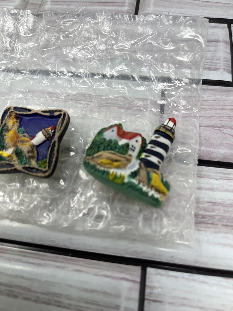 Multicolored Nautical Theme Lighthouse Button Covers Set Of 3
