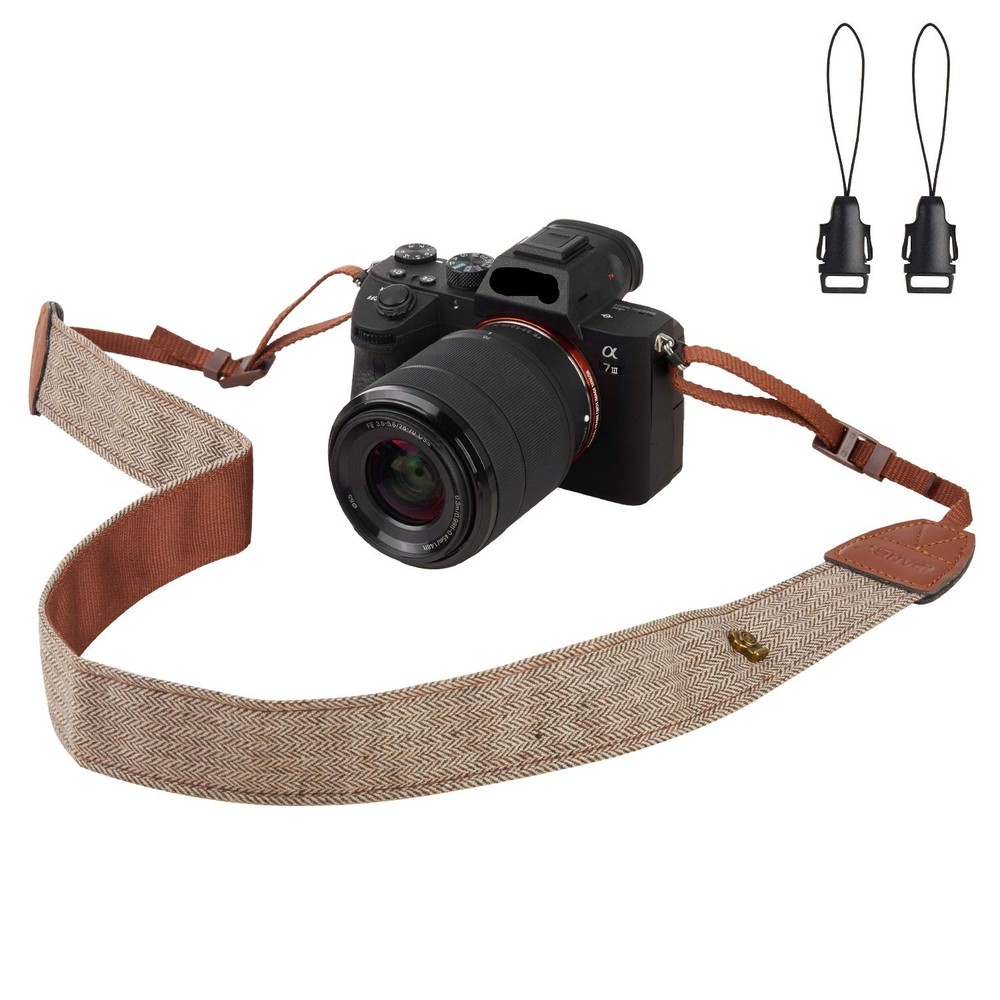 WANBY Camera Strap Brown Canvas Neck Shoulder with Quick Brown,