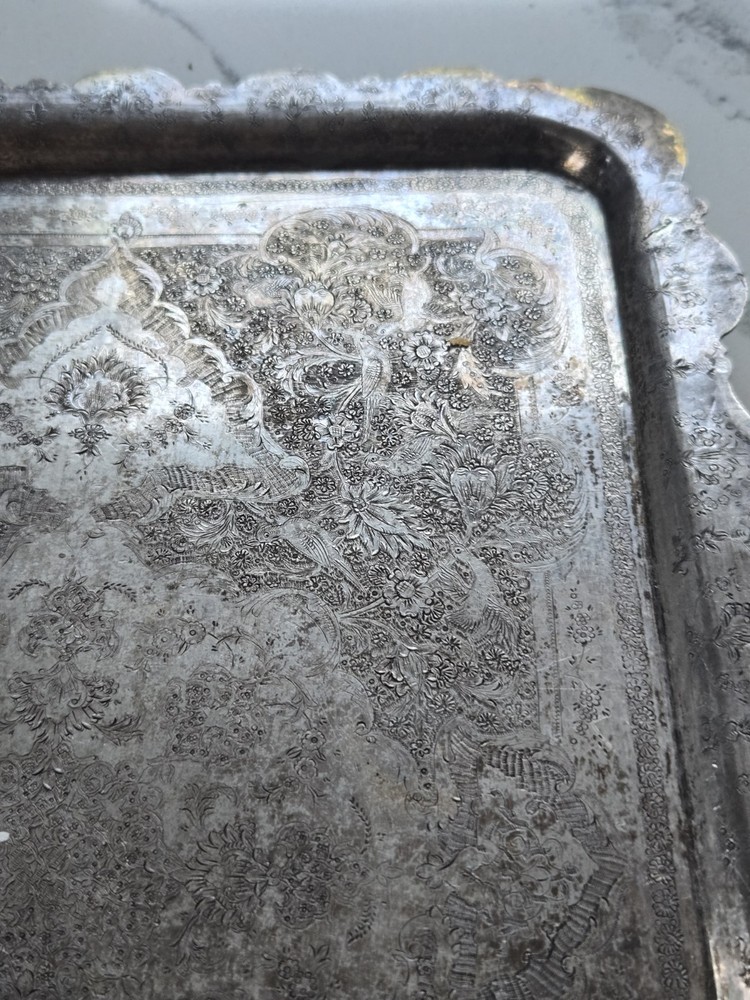 EXCEPTIONAL GENUINE ANTIQUE MIDDLE EASTERN SILVER TRAY