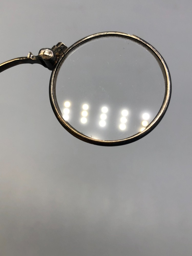 Antique Lorgnette Opera folding Spectacles 7.75", Silver plated handle