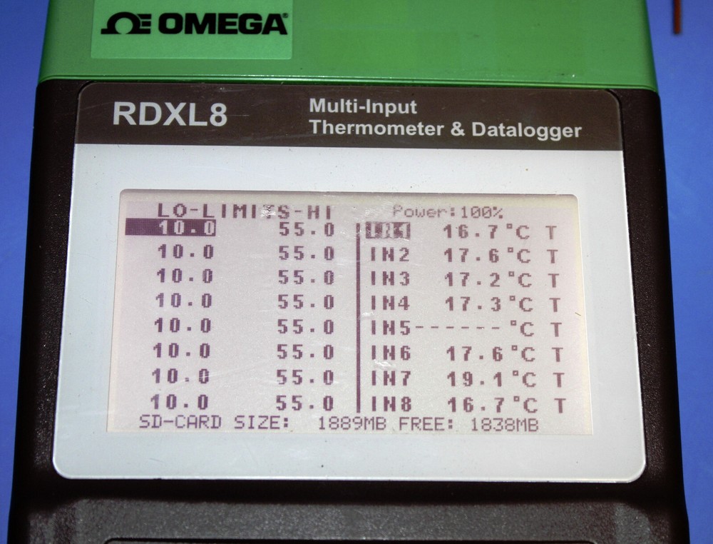 OMEGA RDXL8 8 Input Portable Thermometer Data Logger