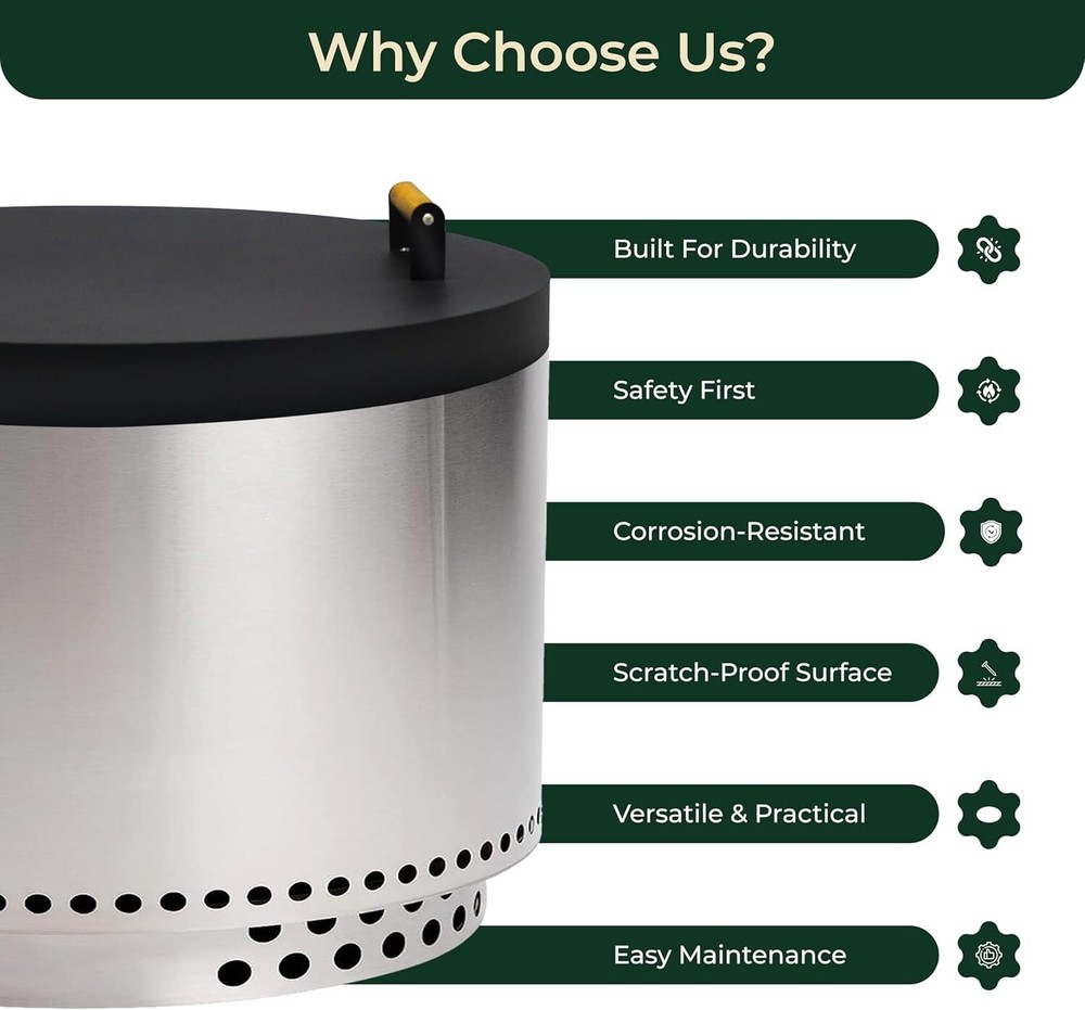 FEBTECH 27.5 inch Round Firepit Lid - Perfect Fit for 27" Smokeless Fire Pits