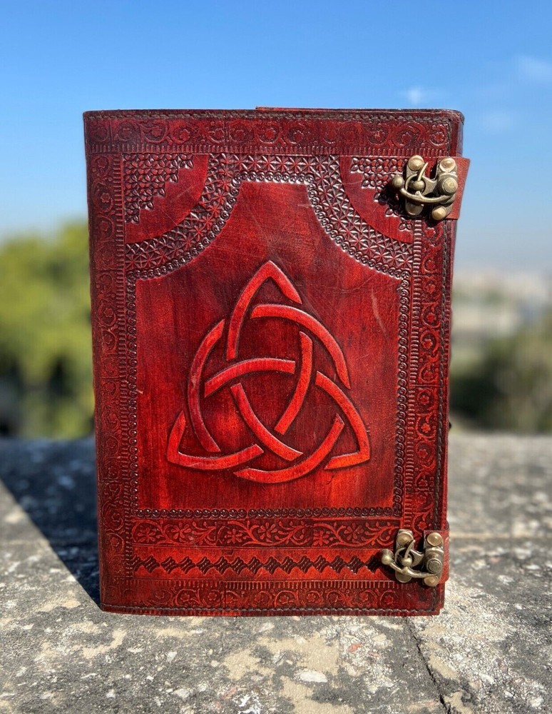 Extra Large 600 Page Brown Embossed Celtic Leather Unlined Diary Leather Journal